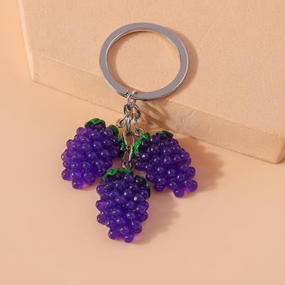 Cute Resin Simulation Fruit Keychain Grape Key Ring Pendant for Car Key Holder Women Girls Handbag Decor Handmade Jewelry Gift