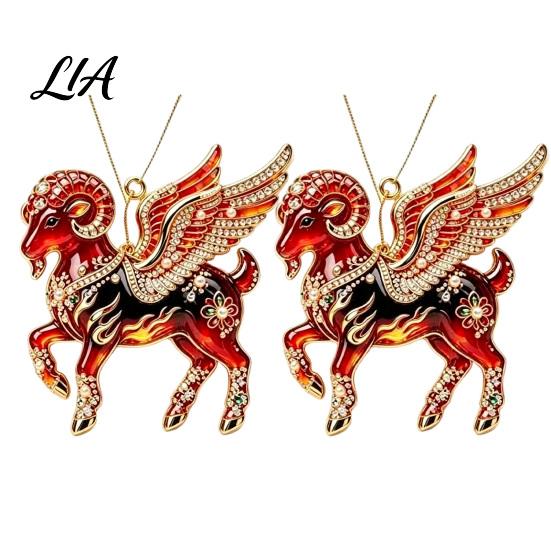 Festive Home Decorations 2Pcs 2D Goat Hanging Ornaments, Acrylic Winged Pendants, Year of Holiday Party Ornaments The Auspicious for Tree, Mantel, New