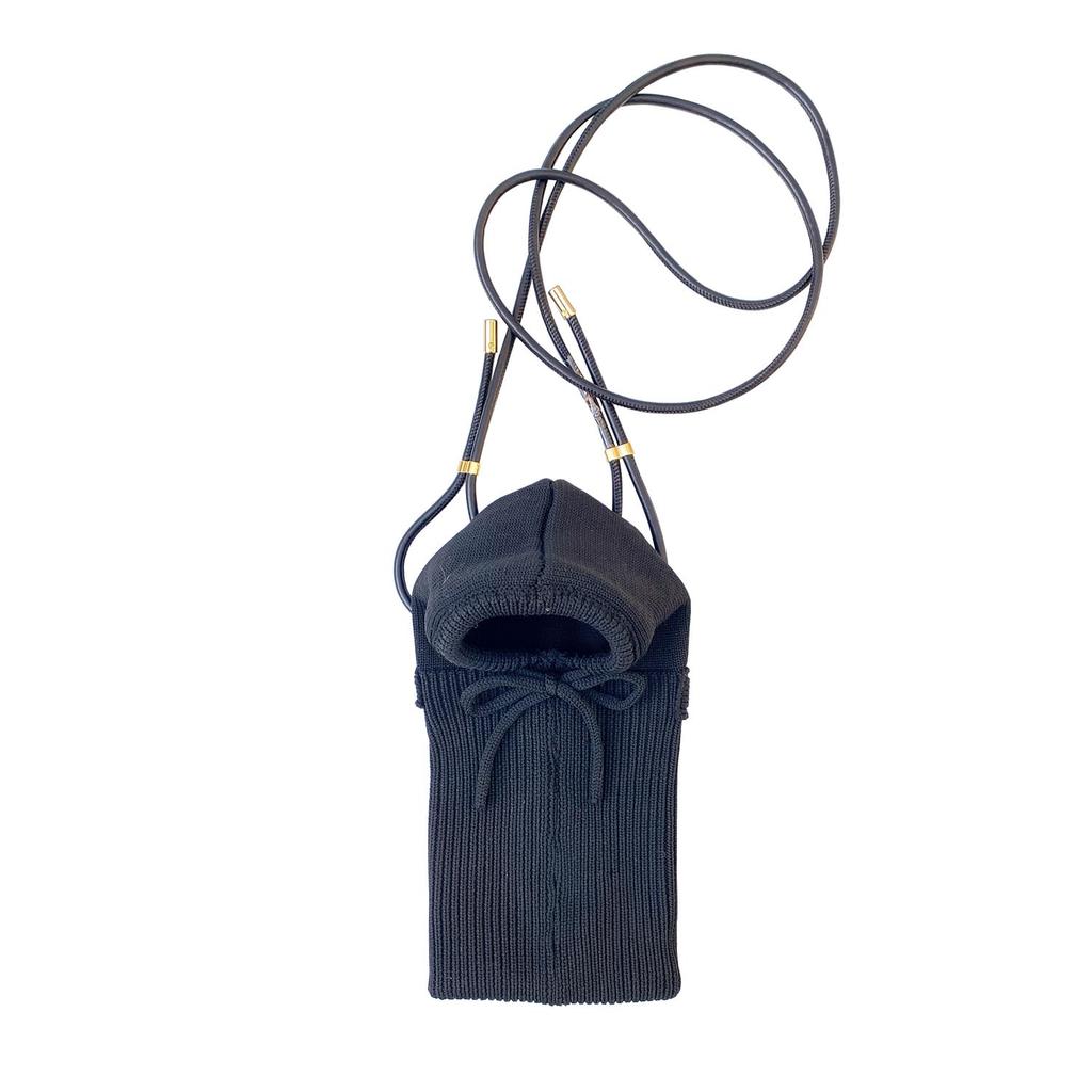 2555 Knit Parka Type Mini Pochette CJ Baby Lou [Rootote] Hoodie-A (Black)