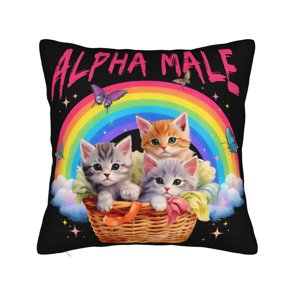 Decorative Pillowcase Alpha Male Cat Kitten Funny  Accessories Living Room  Pillow Case Cover Zippered Multi Size