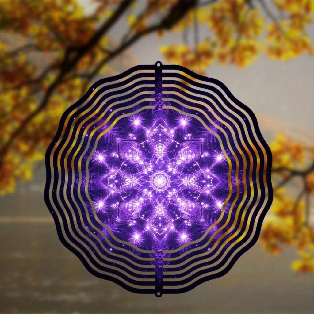 10 Inch Snowflake Wind Spinner Hanging Decor 360 Degree Rotating Hook Elegant Wind Chime for Garden Balcony Spring Summer