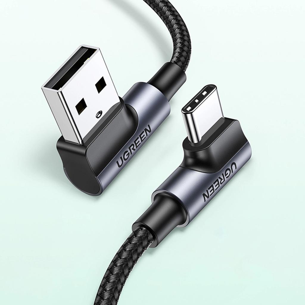Ugreen 90° Angled Cable Usb C - Usb 2.0 480Mb/S 3A 3M Black (Us176)