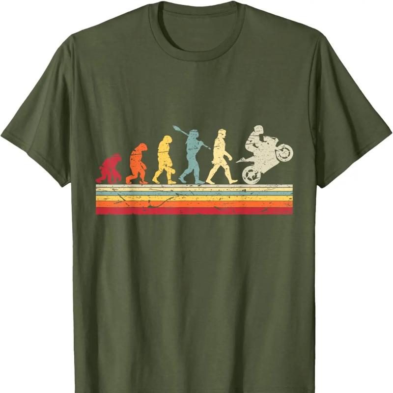 Evolution of The HuUnisex Biker Vintage Biker TShirt Camiseta Hombre Vintage Fashion Regular Shortsleeved Shirt Summer Cotton Tee