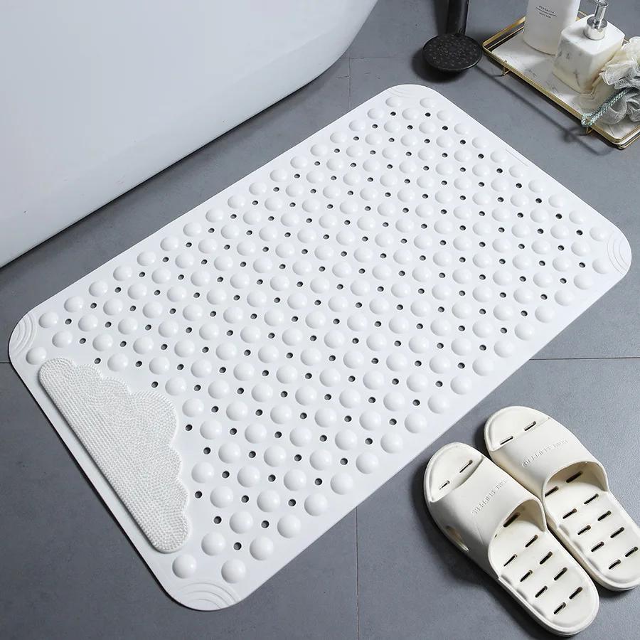 Anti-skid TPE Bath Mats Rectangle Soft Shower Bathroom Massage Mat Suction Cup Non-slip Bathtub Carpet Wash Foot  Bath Mat