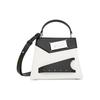 Snatch Silbernes Logo-Plakette Kalbsleder Schulter Crossbody Tragetasche Klein Damenhandtaschen Schwarz Weiß S56WG0168P5787HA202