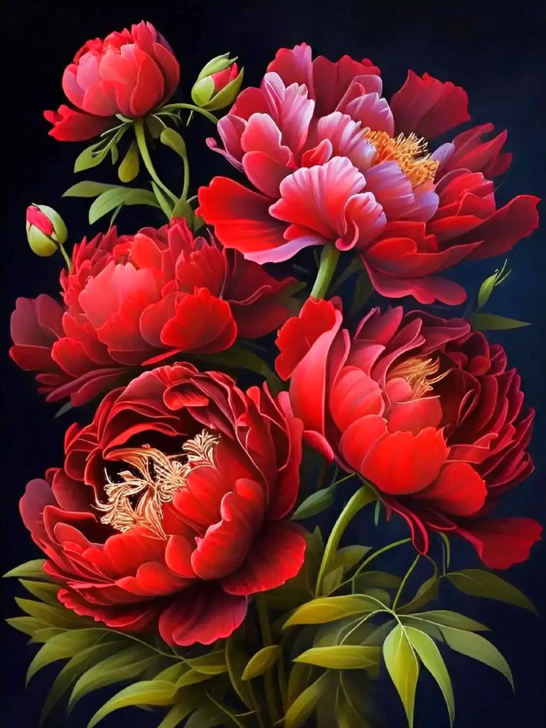 DIY Diamond Painting Colorful Peony Needlework Mosaic Flower Cross Stitch Diamond Embroidery On Clearance Handmade Gift