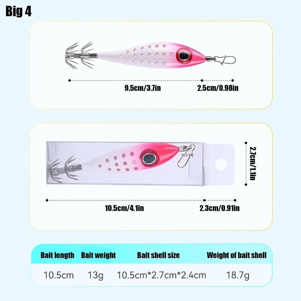 LED Lighted LED Squid Bait Thicken Double-Layer Squid Lures Glow Fishing Lures Boat Fishing