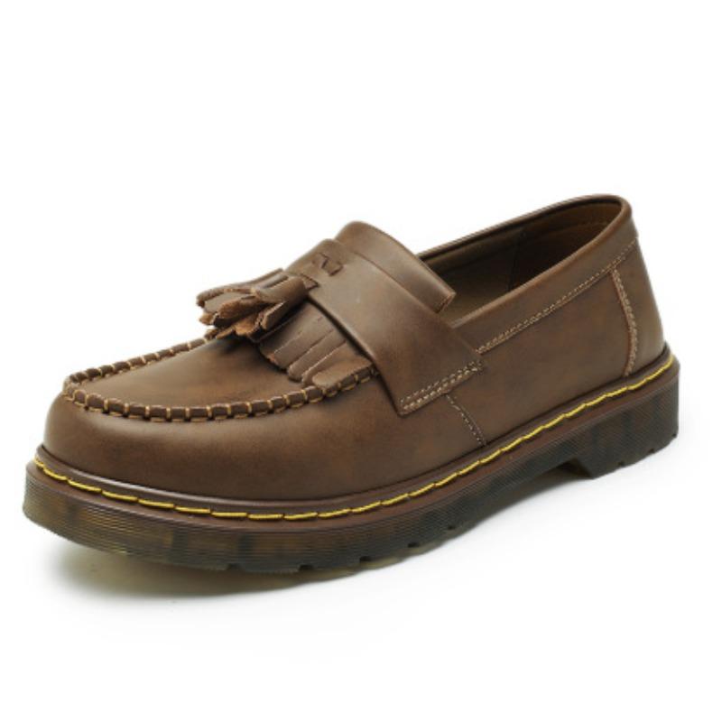 Tassel women's leather low-top small leather shoes women's fashion student round head casual shoes
