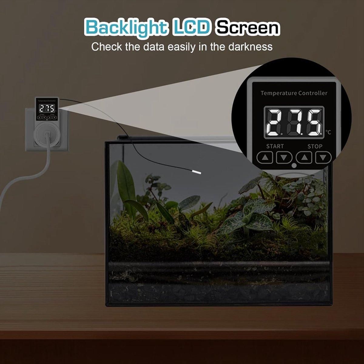 

BHBL Digital Thermostat Plug Socket, LCD Screen Temperature Controller with Waterproof Sensor Probe for Reptile Home US Plug China Mainland