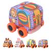 Fabric Kids Pull Back Car Cartoon Parent Child Interaction Soft Baby Vehicle Toy for 1 to 3 Years Ol