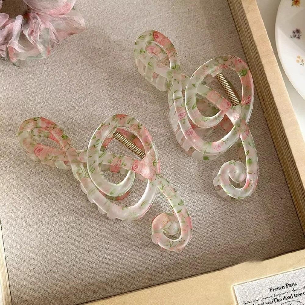 Matte Finish Music Note Hair Claw Clip Floral Pattern Updo Hair Clip  Girls Hairstyles
