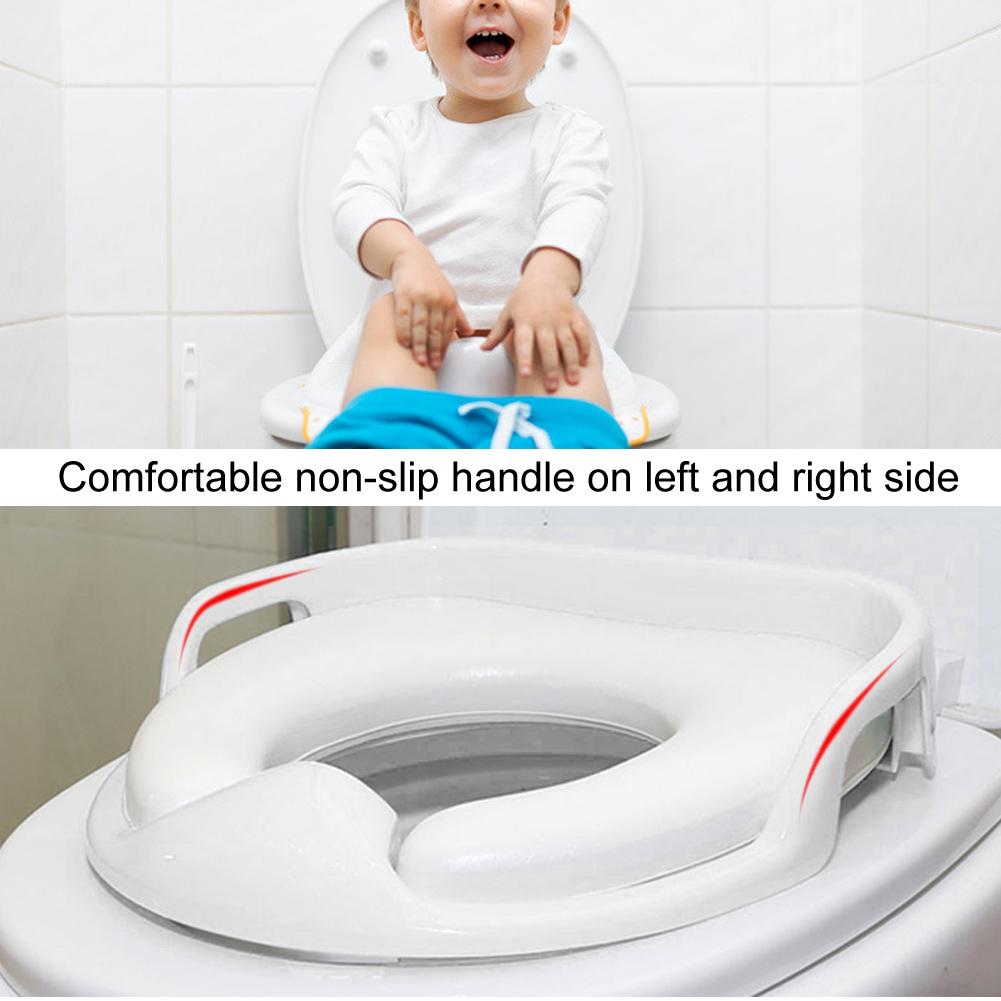 Töpfchen-Trainingssitz für Jungen und Mädchen, weicher Kinder-Toilettensitz mit rutschfestem Griff(Weiß )