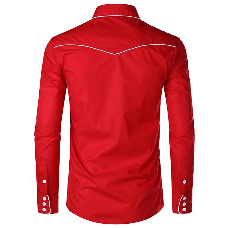 Mens Western Cowboy Embroidered Shirt Slim Fit Casual Long Sleeve Button Down Party Shirts S-2XL