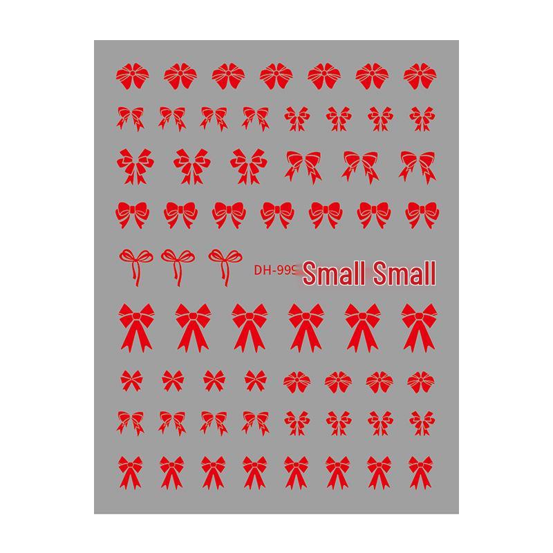 Redanco3D Cartoon Nail Stickers - Cute Black & White Bow Decals (DH-999)