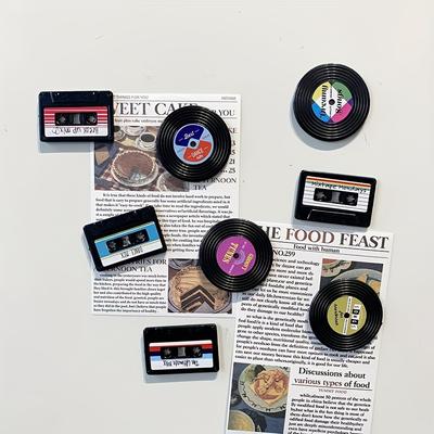 Retro Cassette Magnets 8pcs Nostalgic Retro Cassette Record Magnet Set Decorative Magnetic Fridge Magnets, Perfect for Music Lovers, Charming Gifts