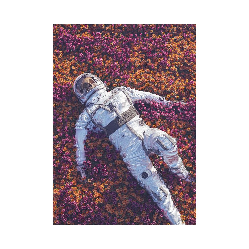 Astronaut Flower Field Painting Canvas Print Wall Art Poster Flourishing of Life Picture for Gift Living Room Home Decor Cuadros