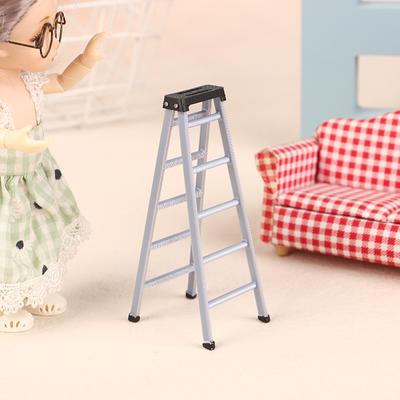 1:12 Miniaturowy Model Plastikowej Drabiny do Domku dla Lalek Meble Drabina Dekoracja Zabawka Akcesoria Mikro Scena Rekwizyty Budowlane