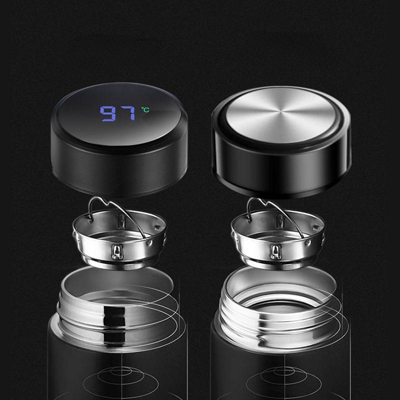 Large Capacity Intelligence Thermos Cup 500ml Vacuum Flasks Portable Stainless Steel Thermos Cup Water Bottle Travel Tea Mug Office Thermos Cup