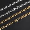 Hip Hop Stainless Steel Necklace Japanese Buckle Round Grinding Encrypted Titanium Steel Cuban Necklace Men's Bracelet Accessories
