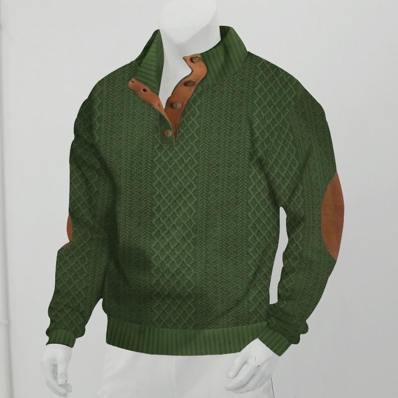 2023 Men's European Fit Stand Collar Long Sleeve Jacquard Knit Pullover Sweater