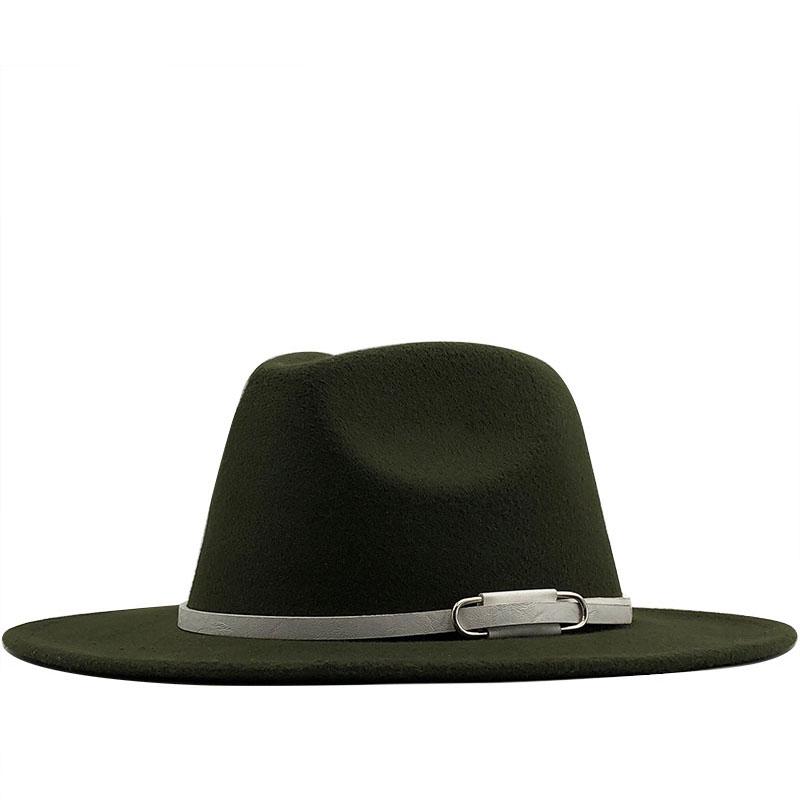 2020 New Sell Women Men Wool Felt Trilby Hats Belt Decor Retro Bowler Hat Panama Style Jazz Fedora Hats L/XL