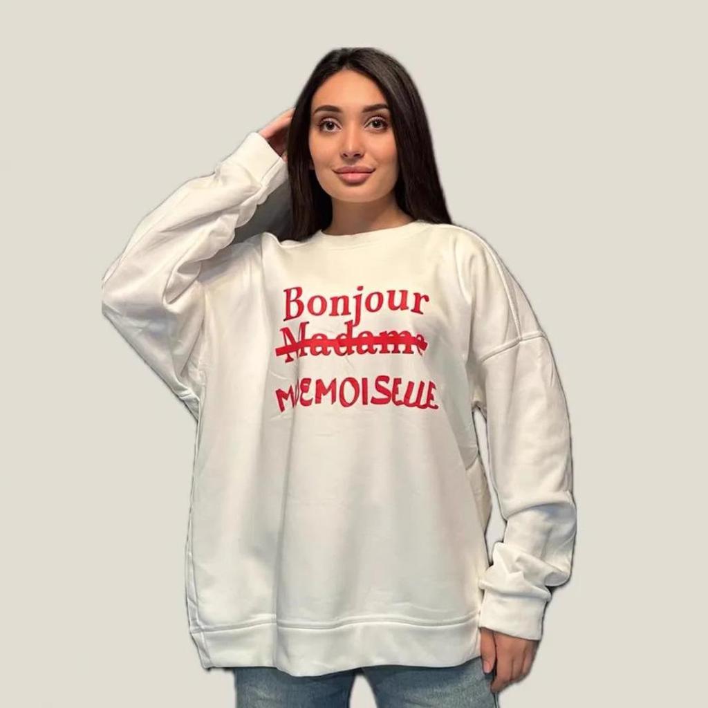 2024 European Style Women's Versatile Printed Pullover Sweatshirt - Loose, Thickened, Plus Velvet, Autumn/Winter Fashion, Round Neck.
