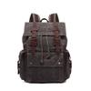 Zaino in Tela Cerata da Uomo - Zaino Impermeabile da Viaggio all'Aperto con Pelle Crazy Horse, Borsa Resistente Vintage a Doppia Tracolla 5358#
