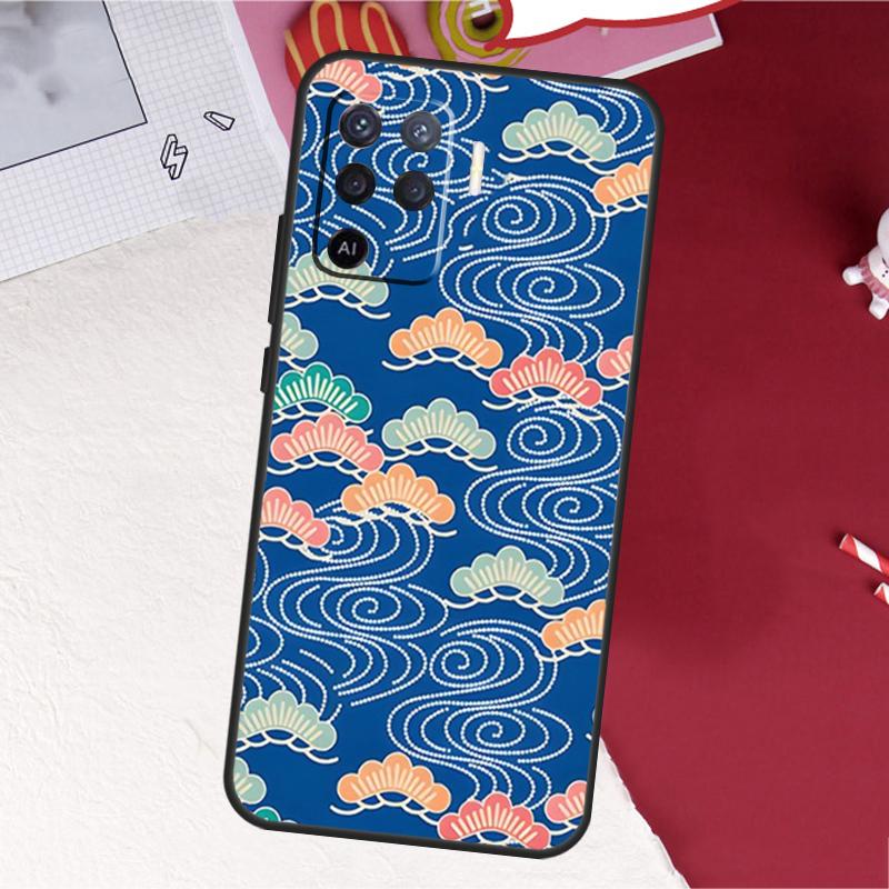 Japanese Style Floral Texture Case For Oppo A18 A98 A38 A58 A78 A60 A80 A40 A96 A76 A16 A94 A74 A54 A15 A17 A57 A77 A5 Pro