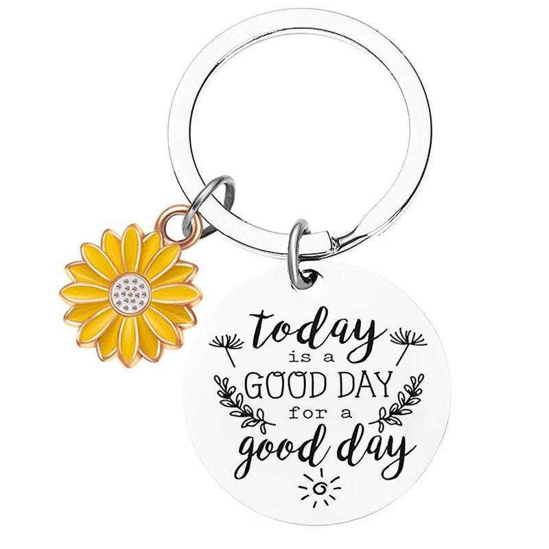 Sunflower Keychain Pendant Metal Stainless Steel Keychain Stainless Steel Keychain for Mothers Day and Fathers Day Backpack Bag Pendant