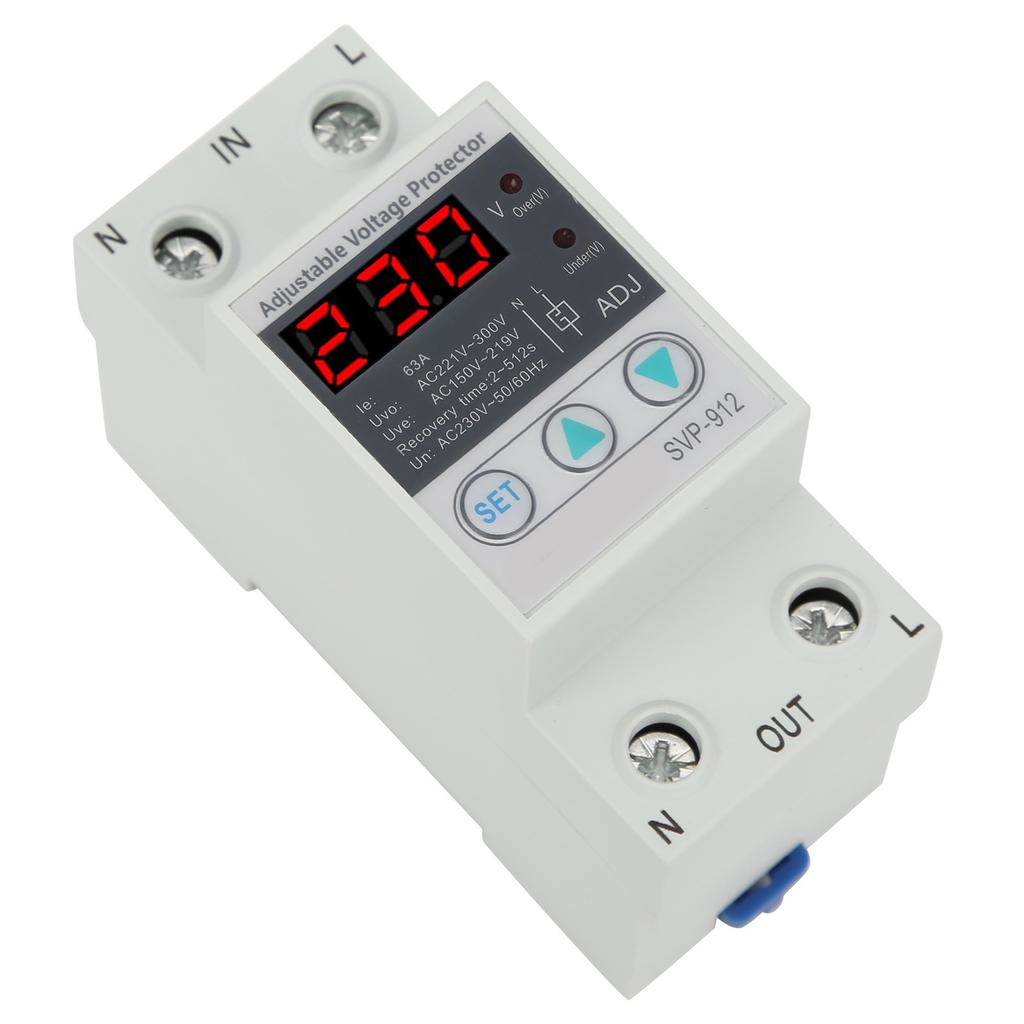 230V Under Over Voltage Protector Adjustable Recovery Protective Relay Voltmeter SVP‑912