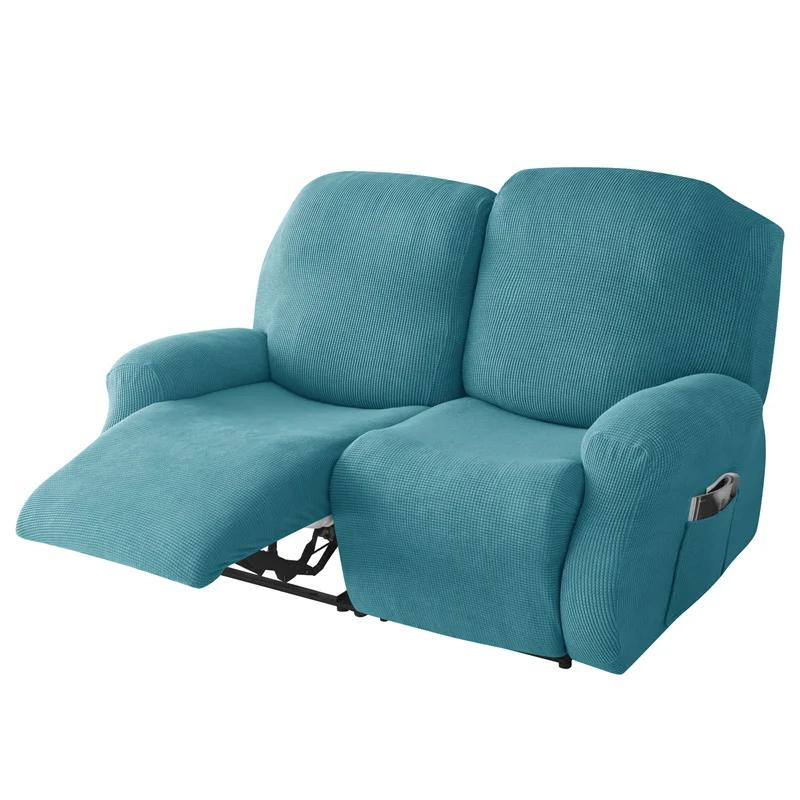 6pcs Solid Color Recliner Sofa Cover Elastic All-inclusive Couch Coushion Case Soft Pet-friendly Protective Case for Living Room
