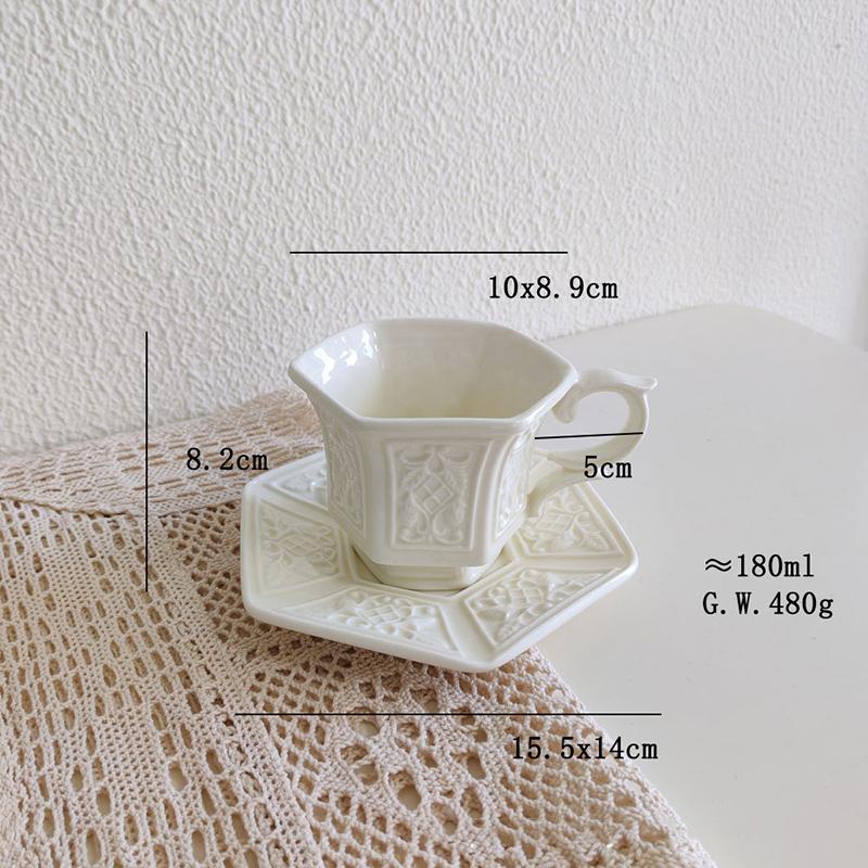 

Lotus Leaf Relief Porcelain Cup&saucer White Mugs Classical Relief Coffee Mug Dining Table Afternoon Tea Teacup Fruits Juice Cup 180ml-260ml