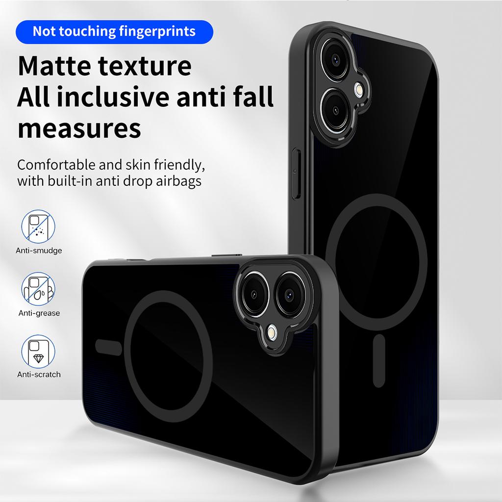 For Samsung Galaxy A06 5G Magnetic Case Skin Touch Matte Translucent PC + TPU Anti-Drop Phone Cover