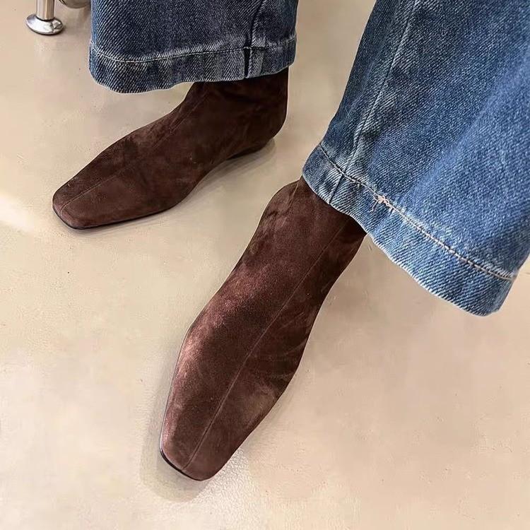 Fashion Winter Short Plush Women Ankle Boots Fashion Square Toe Short Booties Ladies Elegant Low Heels Largas Booties