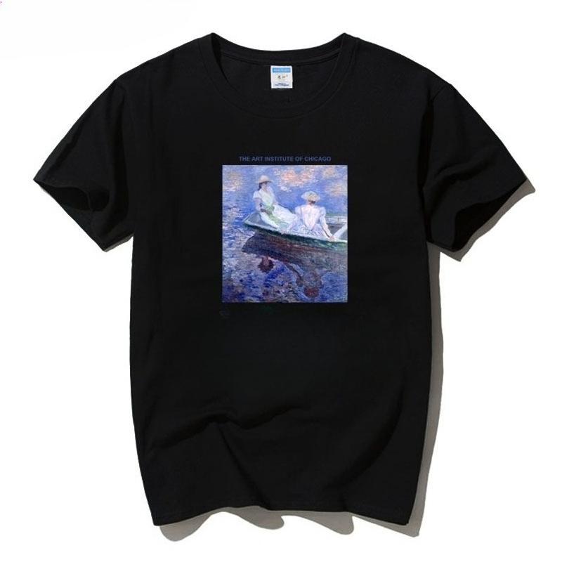 

2025 Европейский и американский портретный масляный рисунок с принтом, футболка с коротким рукавом, хип-хоп, простой и свободный стиль XXXXXL чёрный