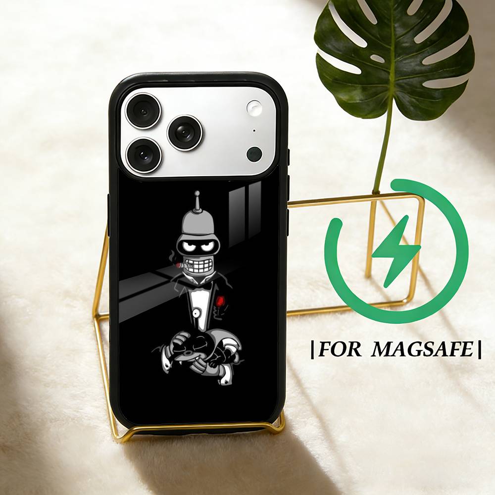 Cartoon F-Futurama wallpaper Phone Case For iPhone 17 16 15 14 13 12  Pro Max Plus for Magsafe Mirror Wireless Magnetic Cover