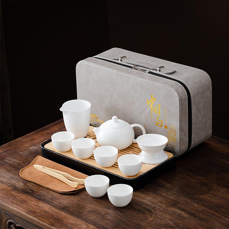 

Саловый нефрит белый фарфоровый чайный сервиз Набор Гочао Офисное хранение Чайный сервиз для Кунг-фу Бизнес-подарок чайный сервиз