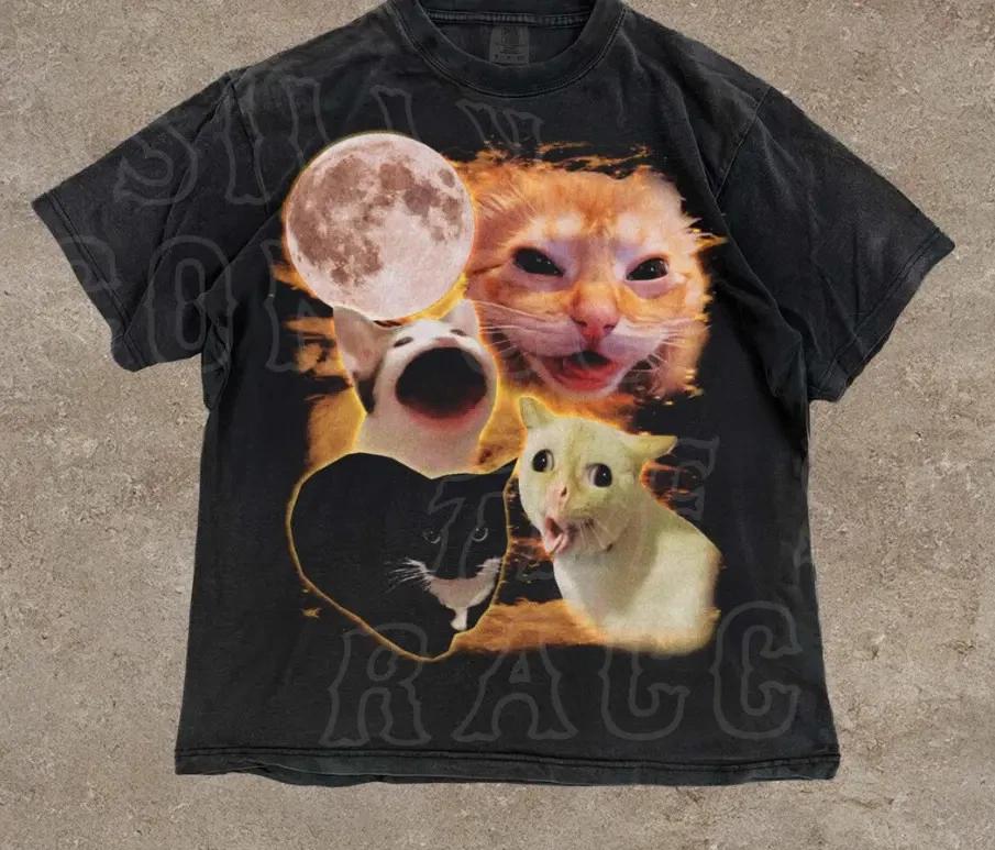 Funny CaT-Shirt | Viral Internet Meme T-Shirt | Yelling Cat Meme Graphic Tee S