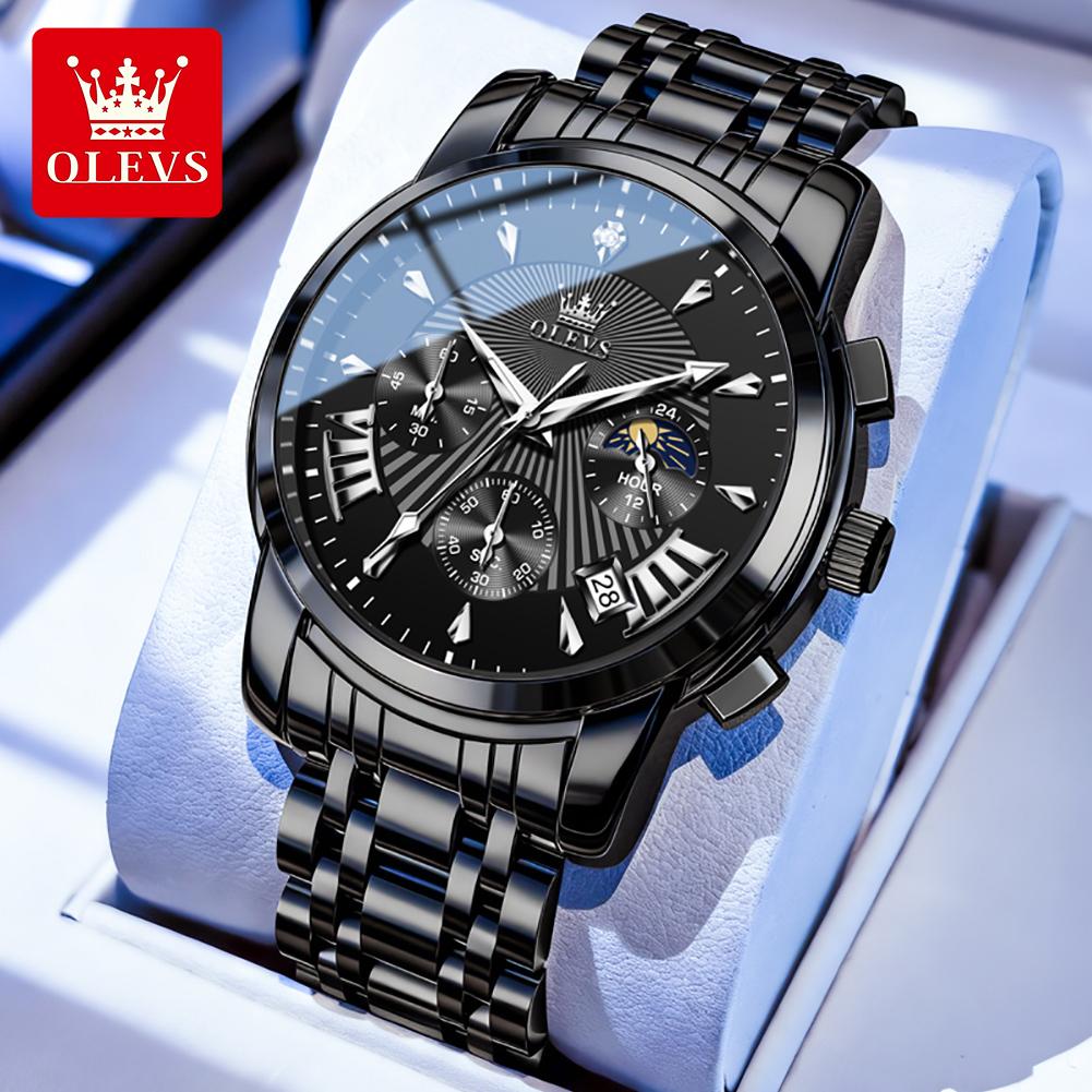 OLEVS Merk Horloge Trendy Mode Waterdicht Lichtgevend Kwarts Herenhorloge 2892
