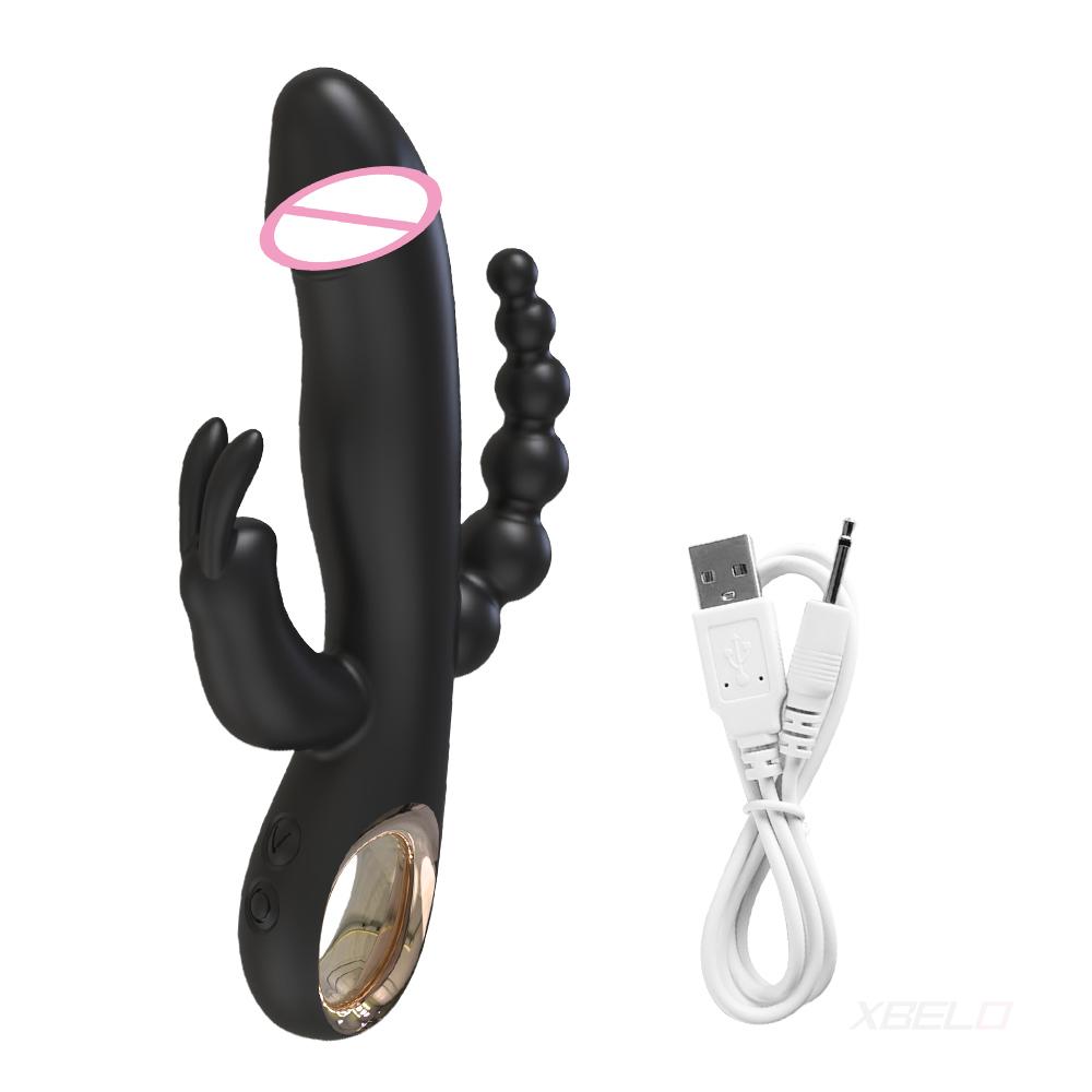 Rabbit Vibrator for Women Clitoris Stimulator 3 in 1 G Spot Dildo Vagina Massager Female Masturbator Backyard Anal Sex Toy