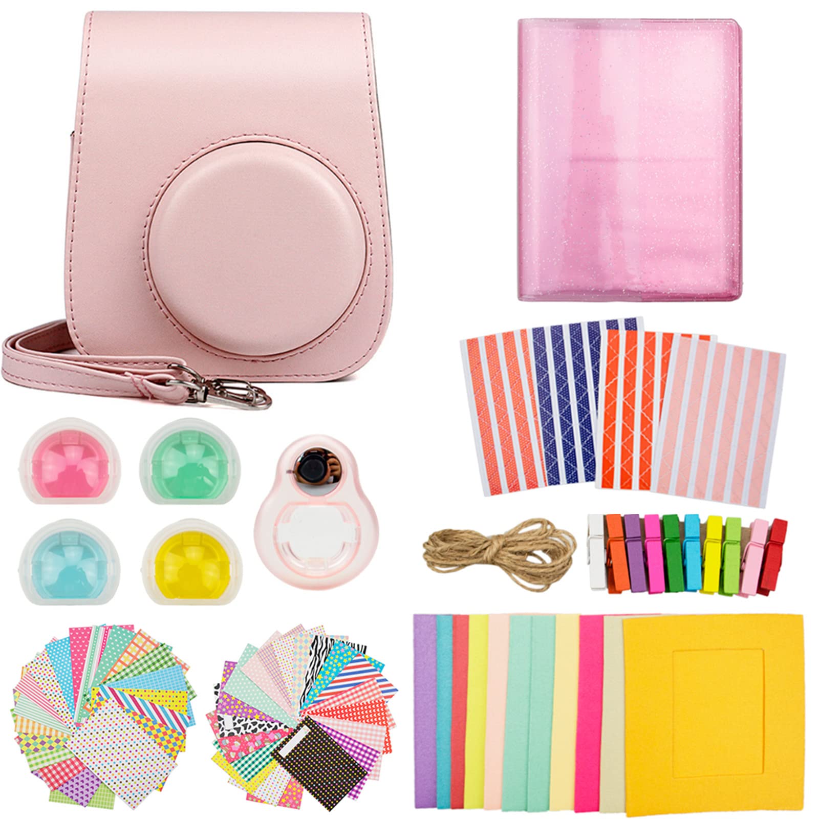 

kinokoo Fujifilm Instax Mini 11 Case, Instax Mini 11 Camera Case and Accessories, 8-Piece Set C (PK)