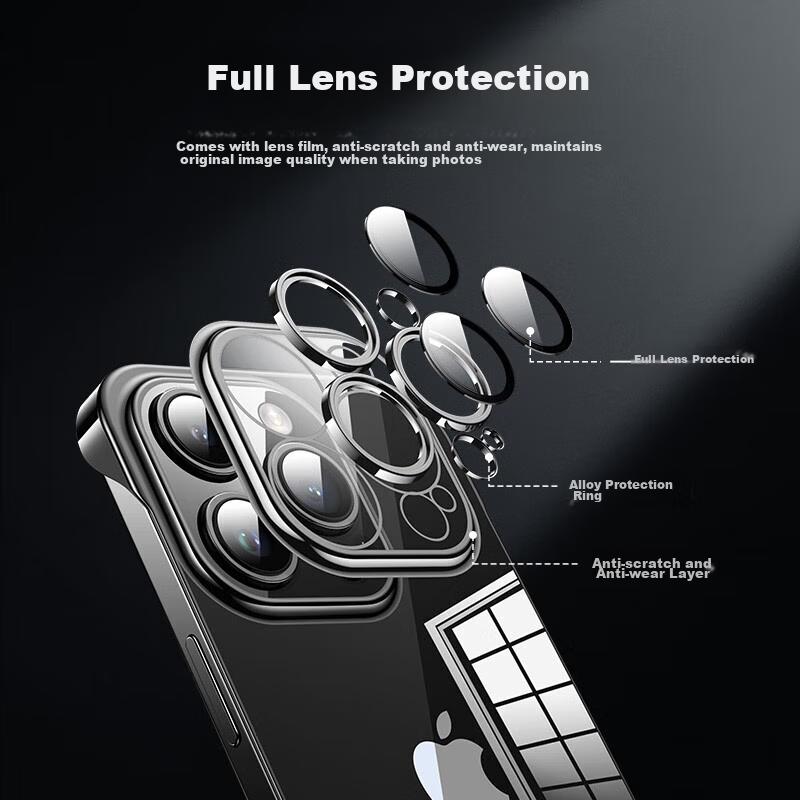 IPhone 15 Pro Max Case, Electroplated Borderless Transparent Heat Dissipation High-Definition Anti-Drop Simple Design, Graphite Black
