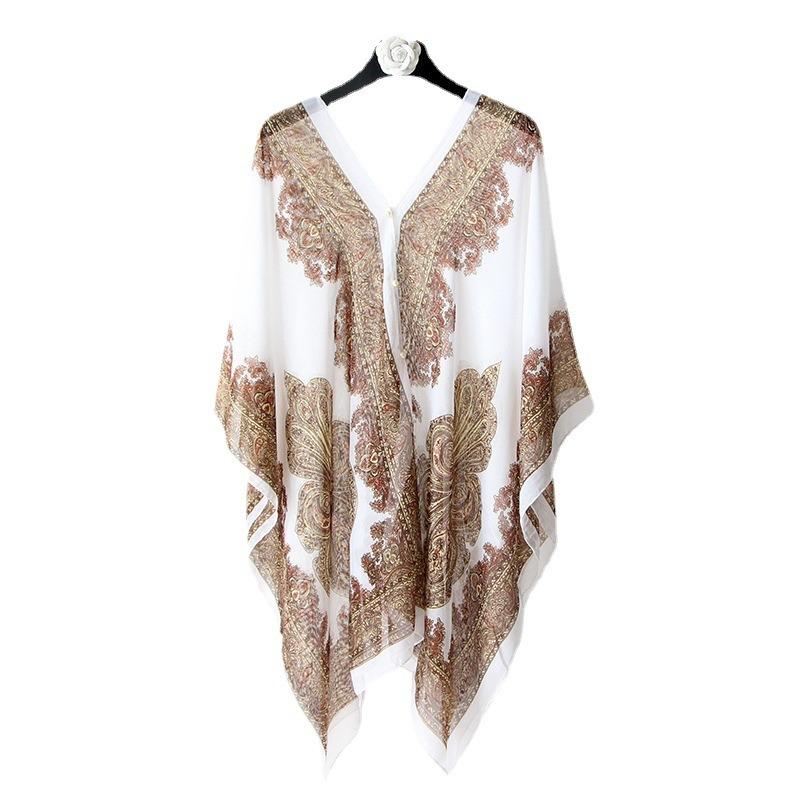 Hot cashew print sunscreen shawl summer fashion light luxury new air-conditioned room chiffon yarn