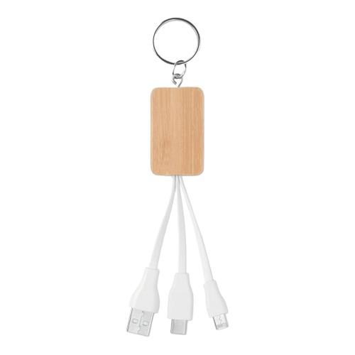 MidOcean Clauer Bamboo 3 in 1 Keyring Charging Cable