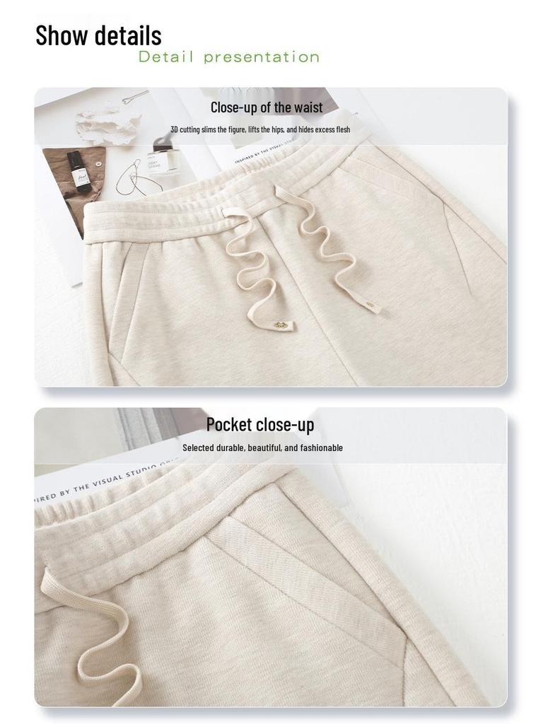 Women's Pink Tweed Wide-Leg Pants, Autumn/Winter 2024 Style, High-Waisted, Draped Straight-Leg, Casual Winter Glutinous Rice Design