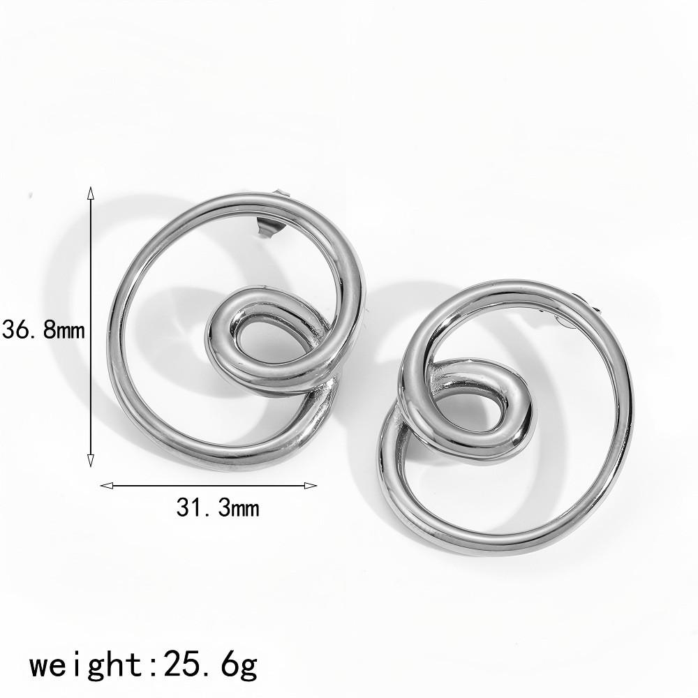Geometric Stainless Steel Ear Studs For Women With Modern Design Perfect For Autumn