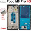 LCD Middle Frame Housing For Xiaomi Poco M6 M6 Pro 4G 5G Middle Frame Holder Cover With Volume Key Replacement Repair Parts