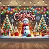 Merry Christmas Background Supplies Winter Snowman Santa Claus Backdrop Xmas Tree Party Decoration Christmas Photography Props