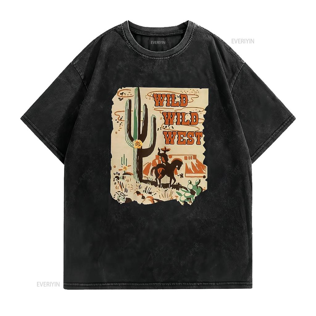 Wild West Western Life Southwest Desert Vibes Cactus Womens T Shirt vintage Washed Unisex Versatile designer clothes Casual