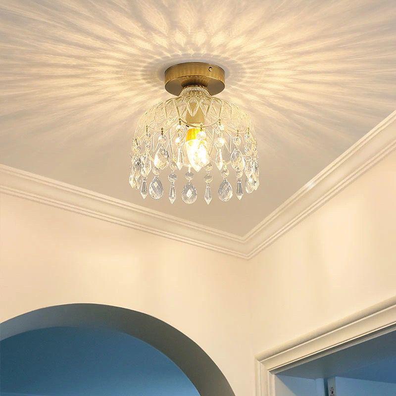 Chinese Style Retro Crystal Pendant Ceiling Light for Corridor, Aisle, Entrance, or Balcony